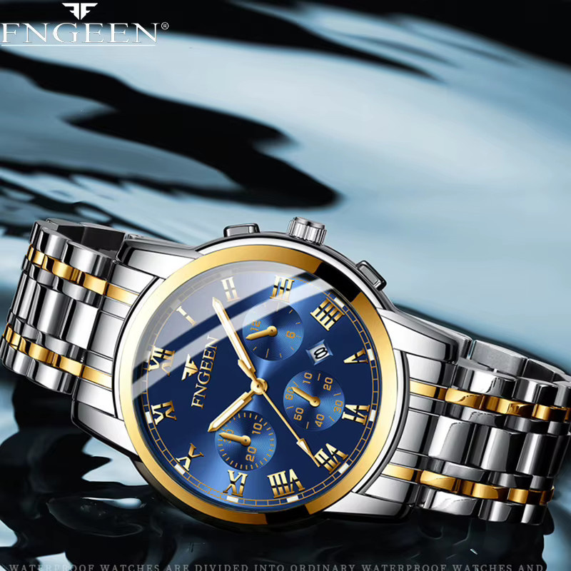 Fngeen Armbanduhr, Quarz, Edelstahl, Blau, Herren - Bild 2