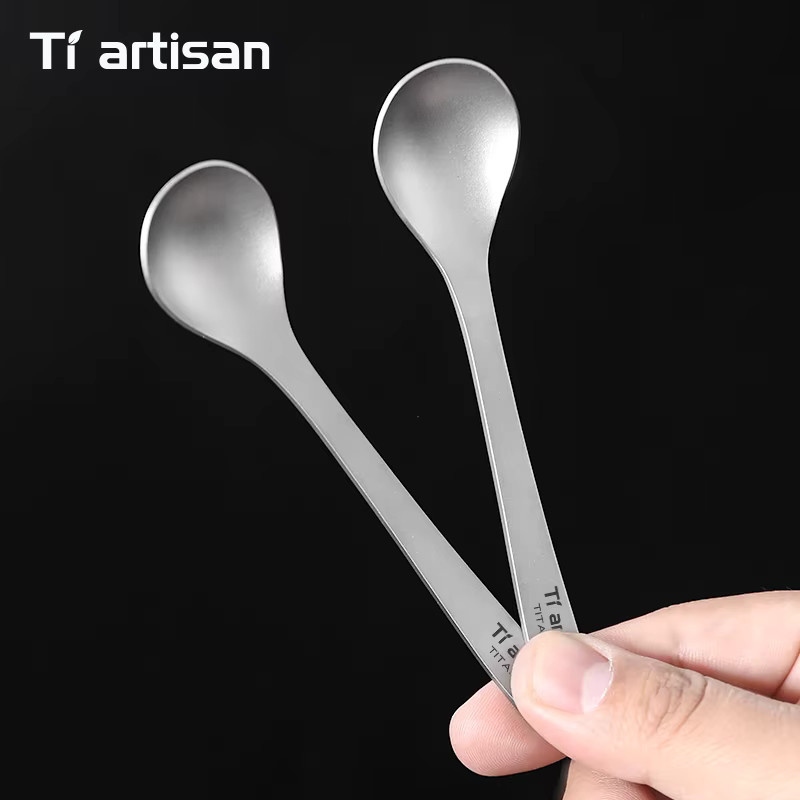 Tiartisan 2er-Set Mini-Kaffeelöffel aus Titan in Silber Matt für Outdoor und Camping - Bild 5
