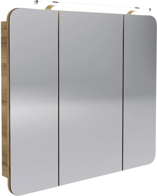Fackelmann Spiegelschrank MILANO in Asteiche und Grau mit LED-Beleuchtung und Softclose-Türen, B/H/T: 89,9 x 78 x 15,8 cm - Bild 1