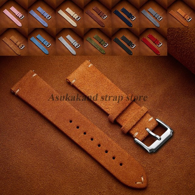 Uhrenarmband Kalbsleder, Wildleder, Vintage, Unisex, 14/16/18/20/22 mm - Bild 1