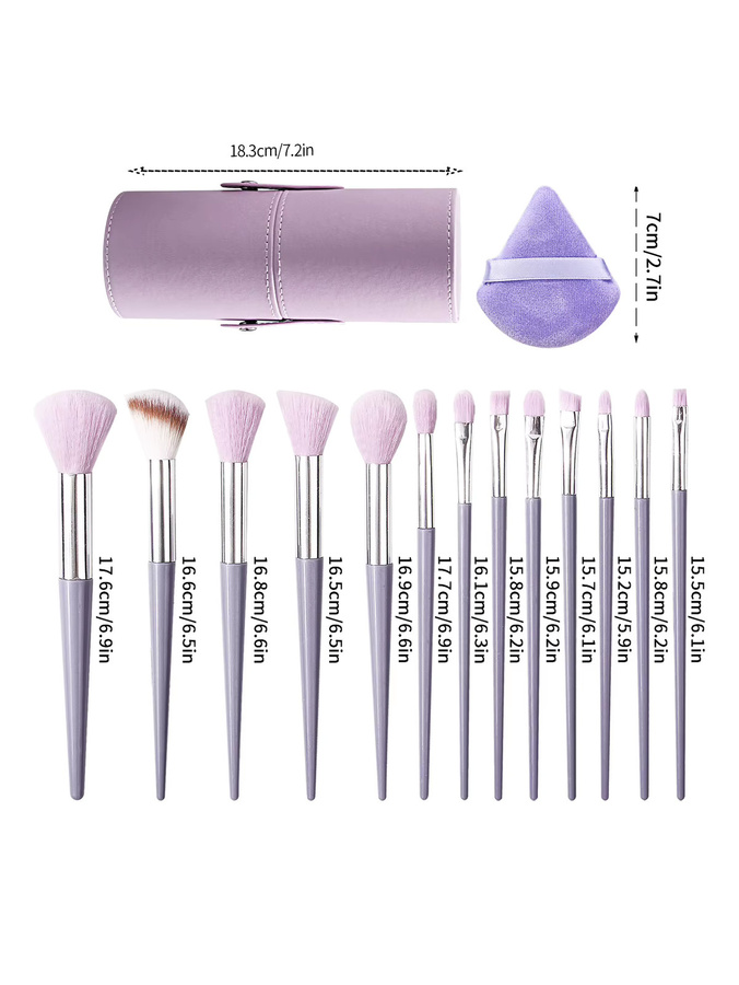 KOSSHOW Make-up-Pinsel-Set, 15-teilig, Lila, mit Puderquaste und Aufbewahrungseimer - Bild 2
