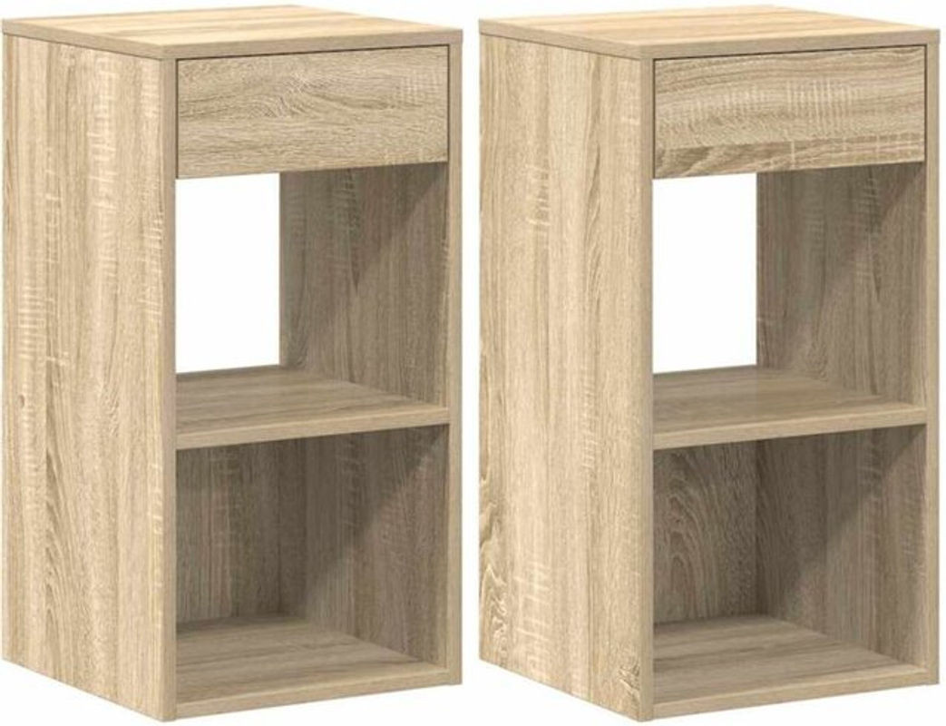 Vidaxl Set aus 2 modernen Nachttischen mit Schublade in Braun, B/T/H: 35 x 34 x 66,5 cm - Bild 1