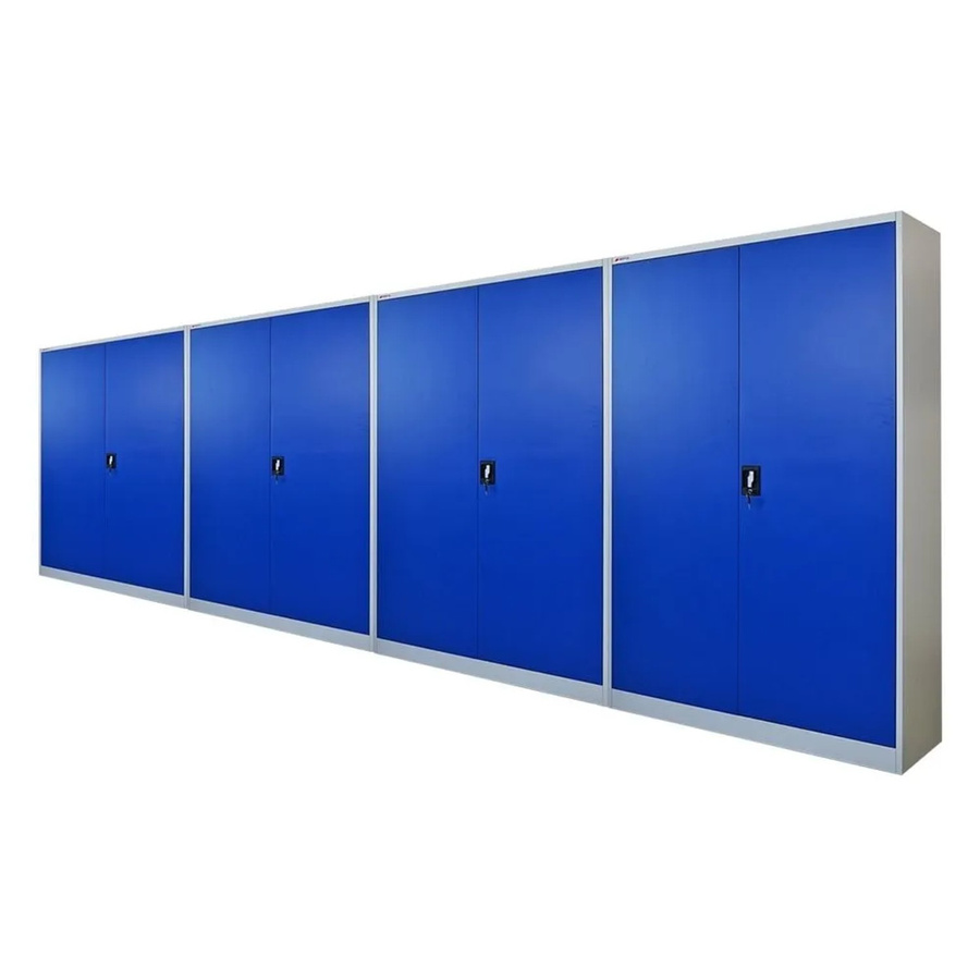 PROREGAL Aktenschrank aus Stahl mit 2 Flügeltüren in Blau/Lichtgrau, abschließbar, 4 Ebenen, H x B x T: 180 x 120 x 40 cm - Bild 2