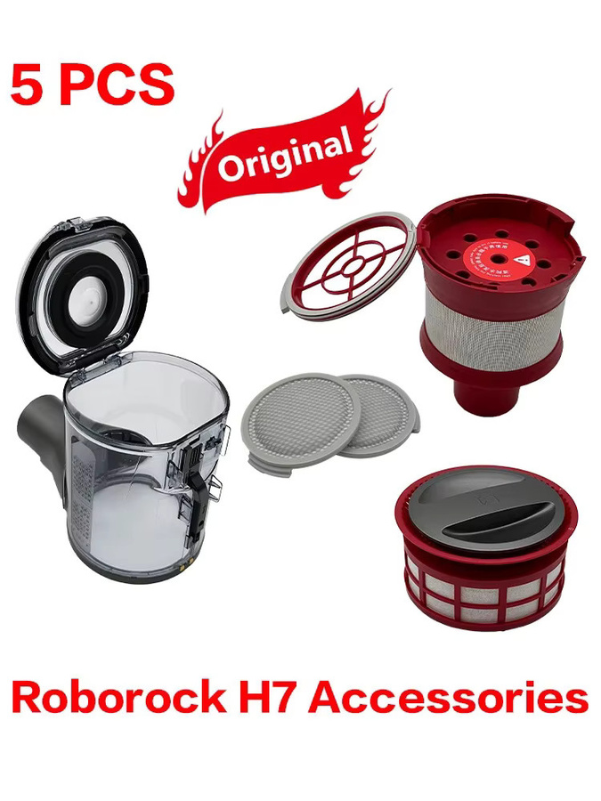 Roborock H7 Staubbox und HEPA-Filter Ersatzteil-Set mit Mülleimer und Zyklon-Montagemodul in Rot - Bild 4