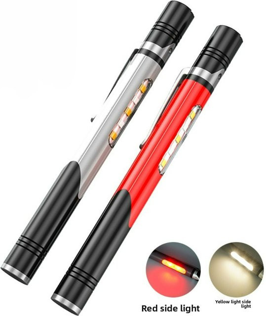 Tragbare LED-Mini-Stiftleuchte in Grau und Schwarz, wiederaufladbare USB-Arbeitsleuchte mit 3 Lichtquellen im modernen Zylinder-Design - Bild 1