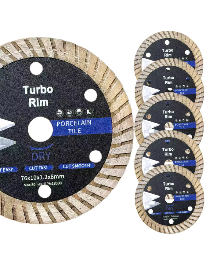 RSMXYO Diamant-Trennscheibe für Fliesen und Keramik, Turbo-Sägeblatt mit 76 mm Durchmesser und 10 mm Bohrung - Bild 7