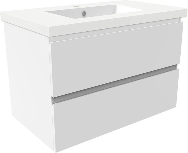 AICA Badmöbel Set Aalst: 2-teiliges Waschtisch-Set mit Unterschrank in Weiß Matt mit Softclose-Funktion, Breite: 80 cm - Bild 1