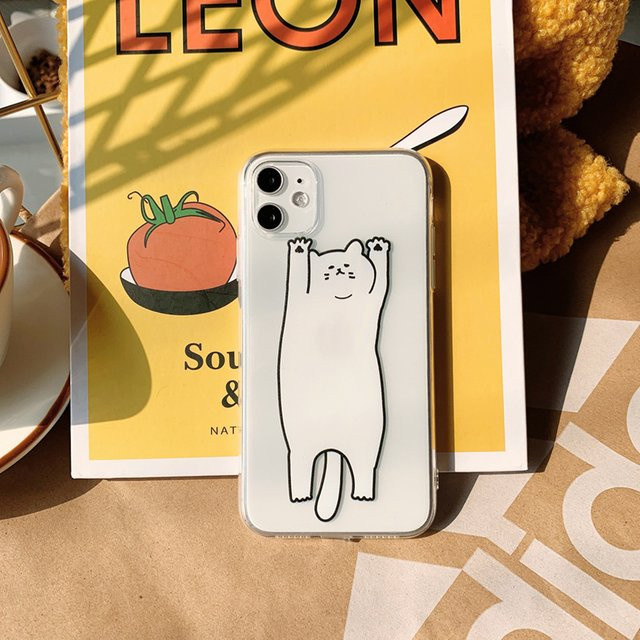 Stoßfeste iPhone Schutzhülle mit niedlichem Cartoon-Katzen-Design von MUQGEW in Transparent - Bild 1