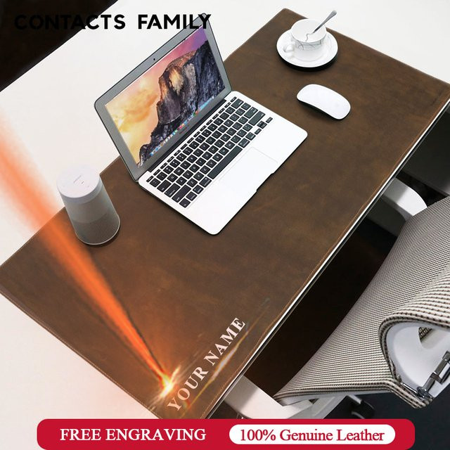 CONTACT'S FAMILY Mauspad aus echtem Rindsleder in Braun als große Schreibtischunterlage für PC, Laptop und Gamer - Bild 1