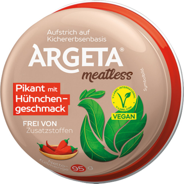 Argeta meatless Pikant Hühnchengeschmack Aufstrich auf Kichererbsenbasis vegan 95 g - Bild 1