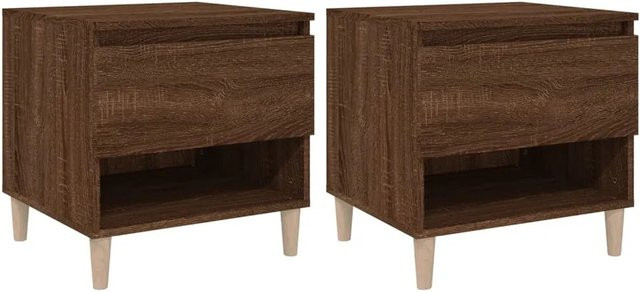 vidaXL Nachttische 2er Set Braun Eichen-Optik aus Holzwerkstoff B/T/H: 50 x 46 x 50 cm - Bild 1