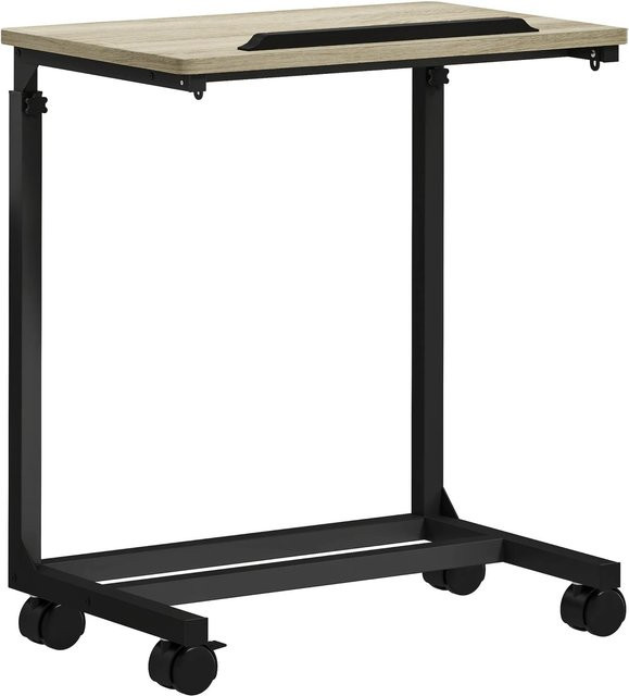 HOMCOM Beistelltisch aus Spanplatte und Metall in Eiche, höhenverstellbar mit neigbarer Tischplatte, B: 55 cm, T: 36 cm, H: 62,5-82,5 cm - Bild 1