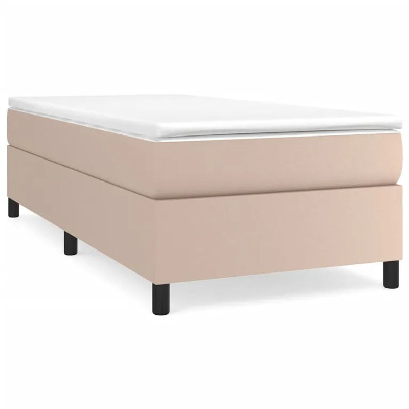 Vidaxl Kontinentalbett mit Matratze in Beige und Braun aus Kunstleder, B/T/H: 90 x 190 cm - Bild 2