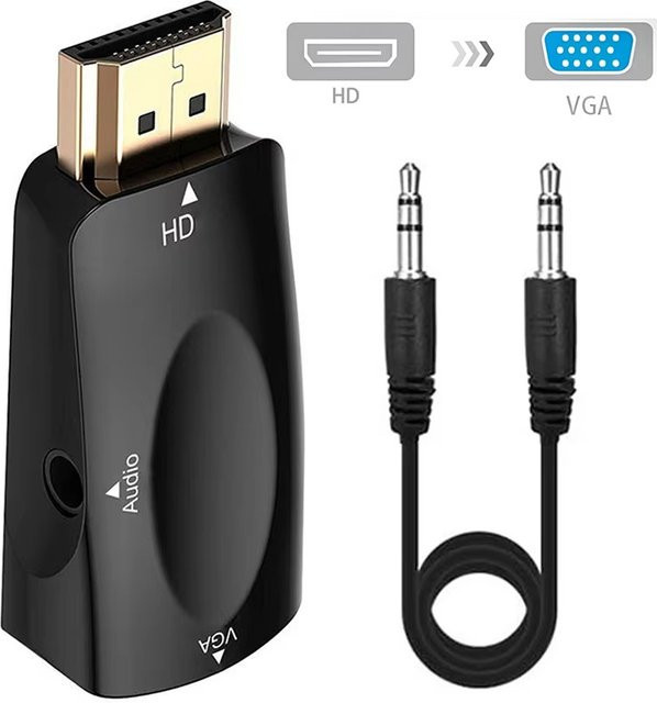 VORTNGLE HDMI zu VGA Konverter mit 3,5 mm AUX Audio-Buchse, Full HD 1080P Adapter für PC, Laptop, Monitor und Projektor - Bild 1