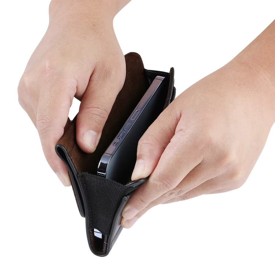 Universal Leder Handyhülle mit Gürtelclip für iPhone, Samsung und Huawei in Schwarz von XhaoR - Bild 2