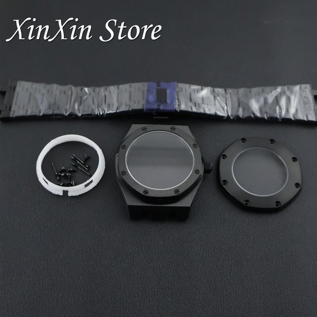 XINGHAN Uhrengehäuse, Schwarz, 41mm, Saphirglas, Transparente Rückseite - Bild 1