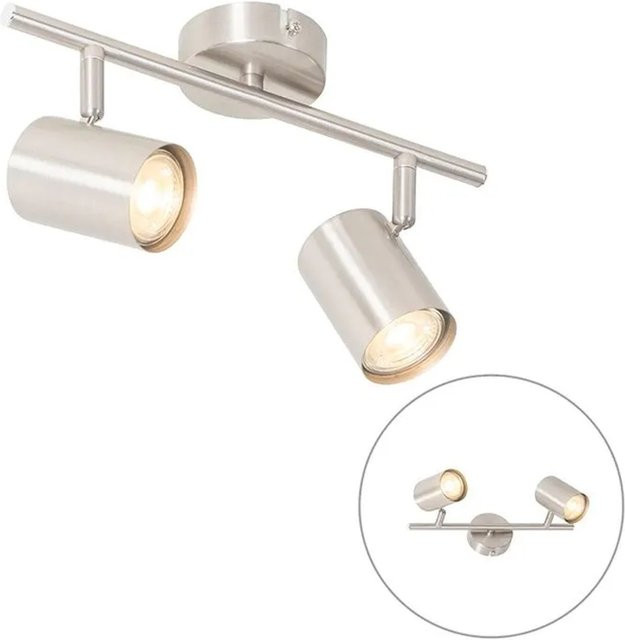 QAZQA Jeana Moderne Deckenleuchte aus Metall in Silber und Grau, 2-flammig, verstellbar und dimmbar, Industrial Design für Wohnzimmer, Schlafzimmer oder Esszimmer - Bild 1