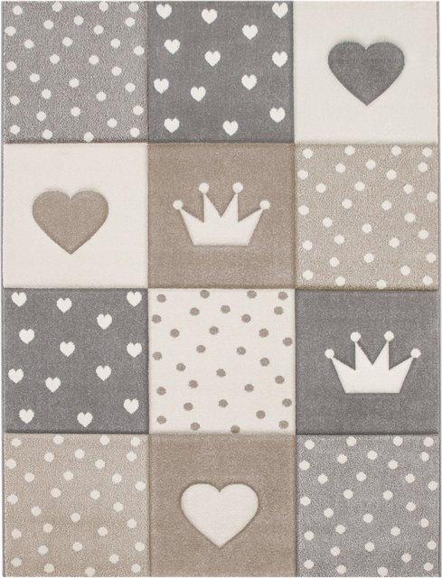 Kinderteppich Kosmos beige mit Hoch-Tief-Effekt und Quadratmuster B/T: 140 x 200 cm - Bild 1