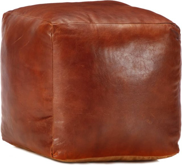vidaxl Hocker aus echtem Ziegenleder in Braun, B/T/H: 40 x 40 x 40 cm - Bild 1