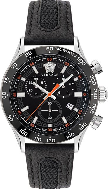 Versace Chronograph, Quarz, Edelstahl, 43 mm, Leder, Herren - Bild 1