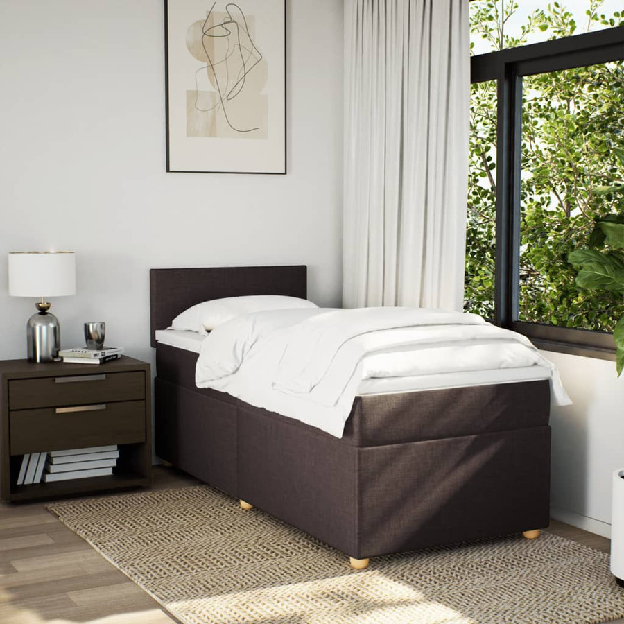 vidaXL Boxspringbett mit Matratze in Braun aus Stoff, B/T/H: 80 x 200 cm - Bild 5