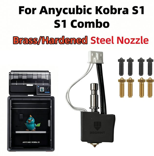 Anycubic Kobra S1/S1 Combo Hotend-Kit mit Messing und gehärteter Stahl Düse 24V 50W Hochgeschwindigkeits-Druckzubehör für Anycubic Kobra S1C - Bild 1