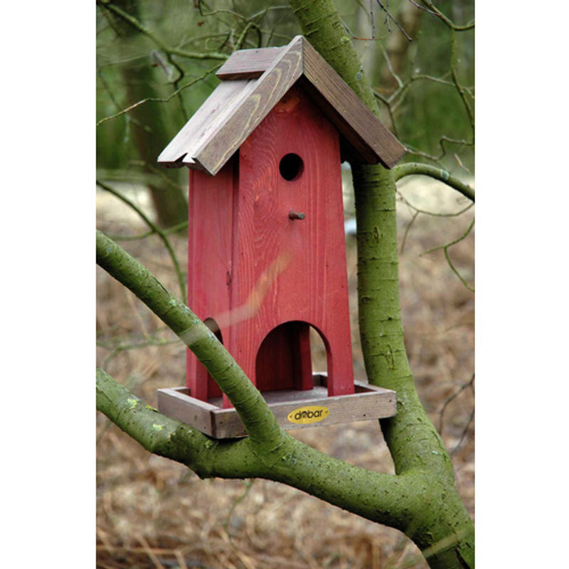 dobar Futterhaus und Nistkasten Kombination Red House aus Kiefernholz in Braun und Rot - Bild 2