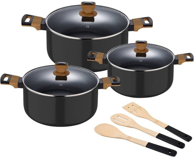 Bergner Topfset Earth Black in Schwarz aus Aluminium, 6-teilig - Bild 1