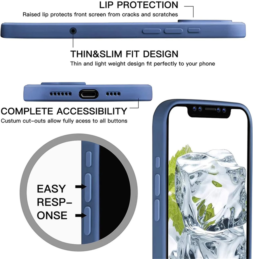 Silikon Schutzhülle für iPhone 17 Pro Max, 17 Air und 17 Pro in Blau aus weichem Flüssigsilikon - Bild 2