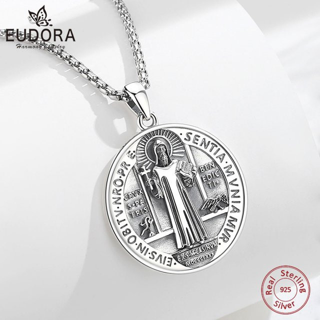 Eudora Halskette, 925 Silber, Medaille des Heiligen Benedikt, Herren - Bild 1