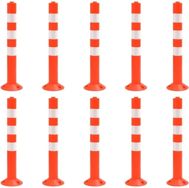 DELUKE Verkehrspoller GREOT 10er Set Kunststoffpfosten in Rot, Silber und Orange, Höhe: 75 cm - Bild 1