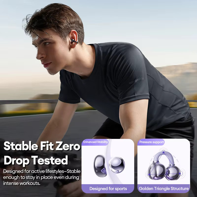 Lenovo LE302 OWS Kabellose Bluetooth 6.0 Kopfhörer mit Geräuschunterdrückung und Ohrclip-Design in Schwarz - Bild 3