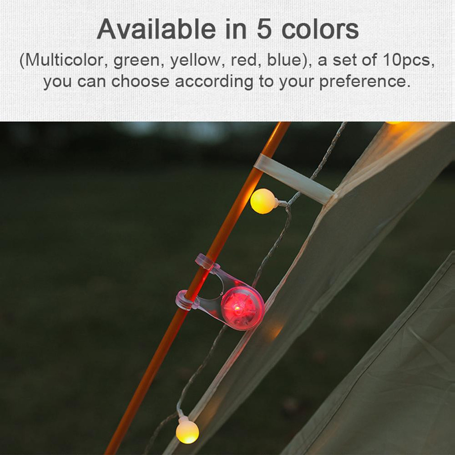 TOMTOP JMS 10er Set wasserdichte Zeltschnur-Lichter in Blau für Camping und Outdoor mit IPX4 Schutz - Bild 4