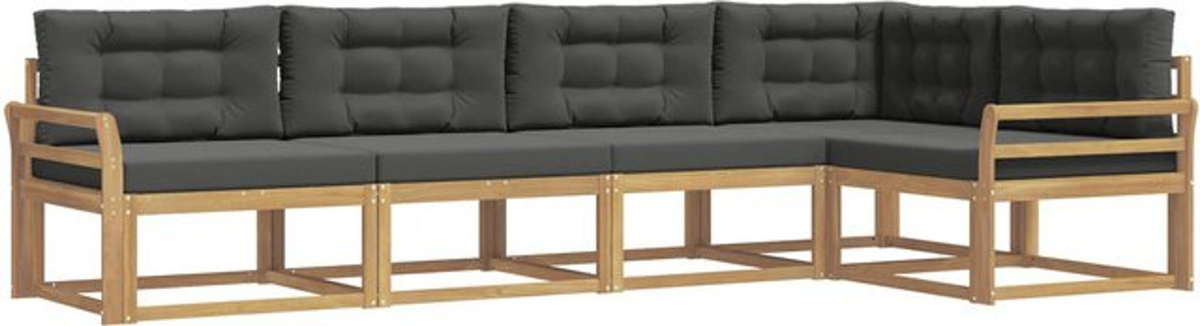 vidaXL Outdoor-Sofagarnitur aus Akazie und Polyester in Weiß und Anthrazit, 4-teiliges Loungemöbel-Set im modernen und minimalistischen Design - Bild 1