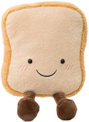Mystic Mart Plüschkissen in Form von Brot, beige, rechteckiges Stofftier aus Polyester - Bild 1