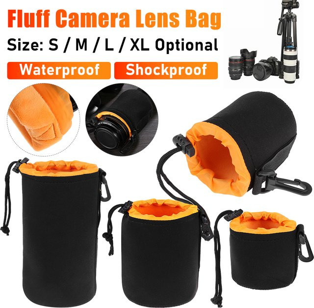 VAKIND Kameraobjektiv-Tasche aus wasserdichtem Neopren in Schwarz für Canon und Sony DSLR-Kameras - Bild 1