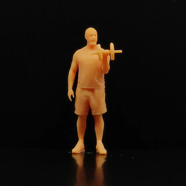 EHCMODEL Modell Harz Hantel Fitness männlich, Miniatur Diorama, ungefärbt - Bild 1