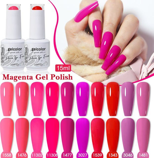 Arte Clavo Nagellack Gel, Rosenrot Pink, 15 ml - Bild 1