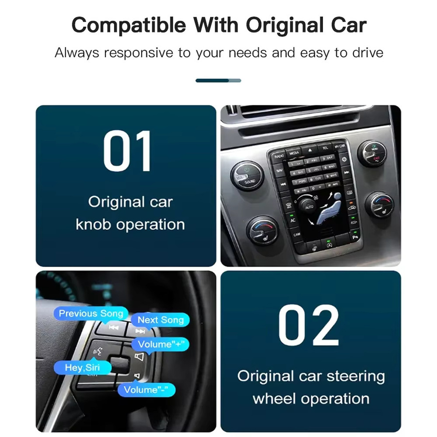 AUTOABC Drahtlose CarPlay und Android Auto AI Box für Volvo XC60 XC70 S60 S80 V60 V70 V40 mit Kamera-Unterstützung und AirPlay - Bild 2