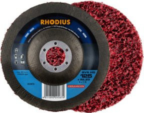 RHODIUS TOPline SVS HD Reinigungsvlies für Winkelschleifer in Rot, Breite: 125 mm, Höhe: 22,23 mm - Bild 1
