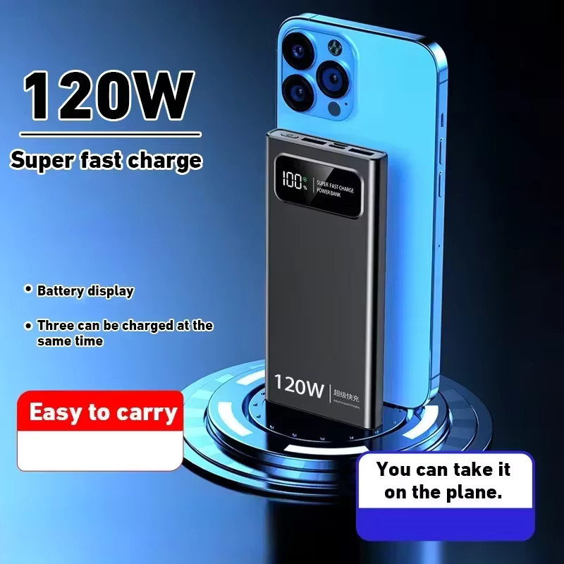 IBAOVOICE Powerbank 500000mAh mit 120W Schnellladefunktion und Digitalanzeige in Schwarz - Bild 1