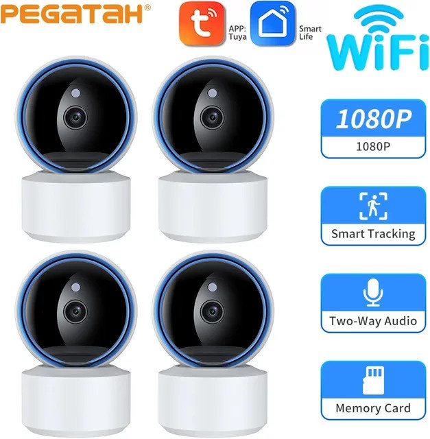 Tuya Smart Home WIFI PTZ Kamera 1080P HD Indoor Baby Monitor mit Nachtsicht in Weiß - Bild 1