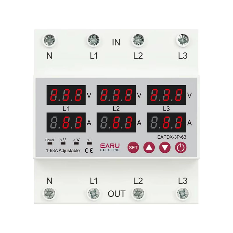 EARU Dreiphasen-Spannungsstrom-Schutzschalter mit Unterspannungsschutz, Strombegrenzungsschutz und Relaisschutz für DIN-Schiene, 3 x 220 V / 380 V, 63 A bis 100 A - Bild 6
