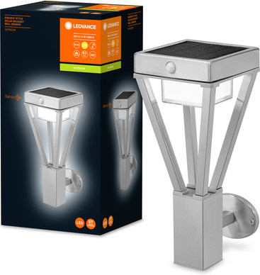 LEDVANCE ENDURA STYLE SOLAR BOUQUET Solar-Außenwandleuchte mit Bewegungsmelder und Dämmerungssensor, 6W, Warmweiß, Grau/Silber, Edelstahl-Optik - Bild 1