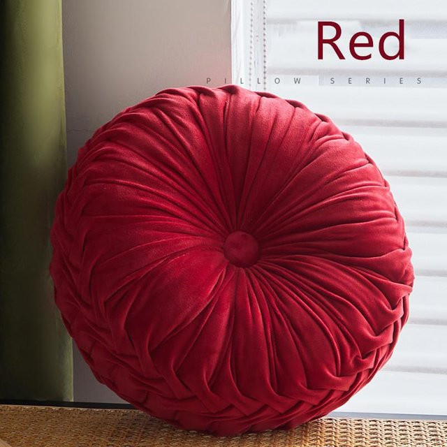 Yiran bag Plissiertes Samtkissen in Form eines runden Kürbisses, Farbe: Rot, Durchmesser: 38 cm - Bild 1