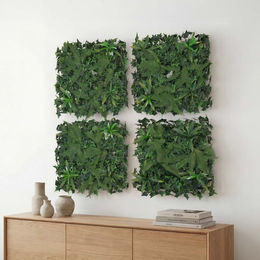 MCW Wandpaneel MCW-O95 Pflanzenwand aus Kunststoff mit Farn und Efeu in Grün, 4 Stück, B/T/H: 50 x 50 x 50 cm pro Paneel - Bild 1