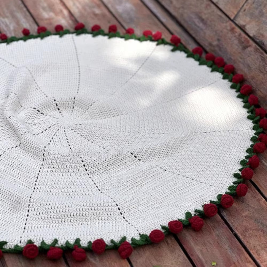Weiche und leichte gestrickte Überwurfdecke mit floralem Design aus Polyacryl für Erwachsene - Bild 3