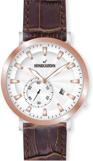 HEINRICHSSOHN Herrenuhr, Quarz, Edelstahl, 44 mm, Leder, Weiß - Bild 1