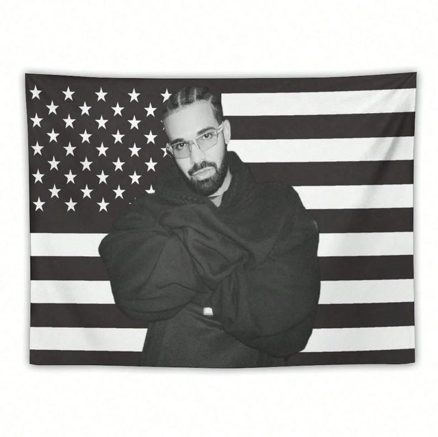 Drake Hip Hop Fan Wandteppich von JMG Household Supplies, Schwarz-Weiß, Polyester, B x H: 40 x 60 cm - Bild 1