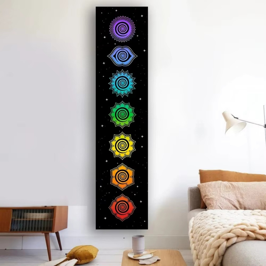 VIKAMA Regenbogen-Wandteppich in Schwarz und Multicolour, abstrakter Boho Wandbehang für dein Schlafzimmer oder Musikzimmer - Bild 2
